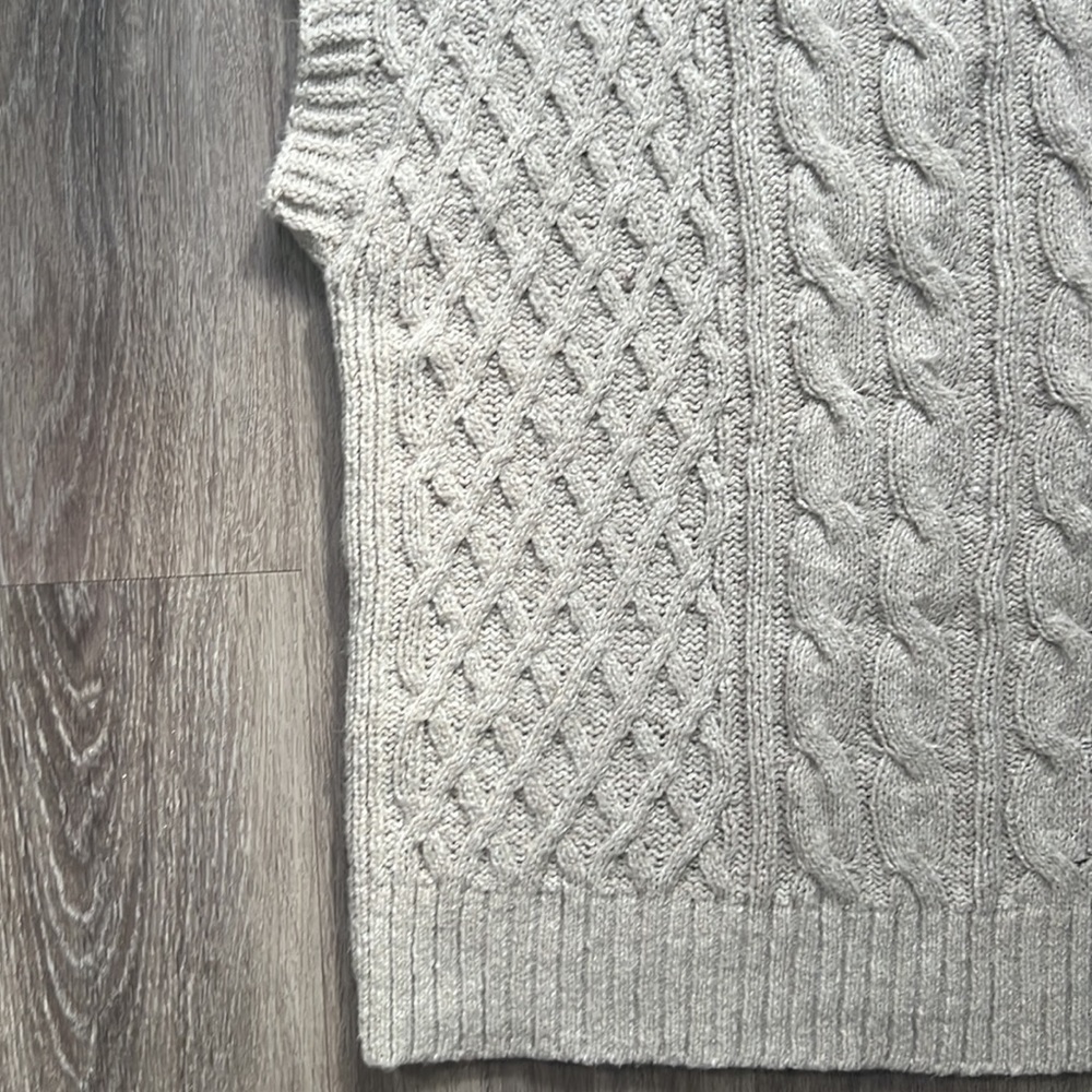 J. Jill Cotton Blend Cable Knit Sweater Vest Oatmeal Large - Picture 6 of 8